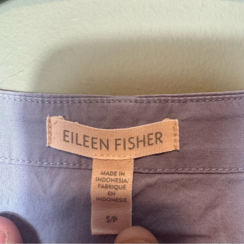 EILEEN FISHER ZIP NECK POCKETS BLUE‎ ORGANIC COTTON SLEEVELESS DRESS SIZE S/P